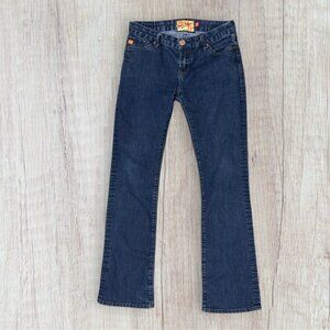 DEAR JOHN Zodiac Flare Leg Trouser MidRise Stretch Dark Wash Denim Jeans Size 27